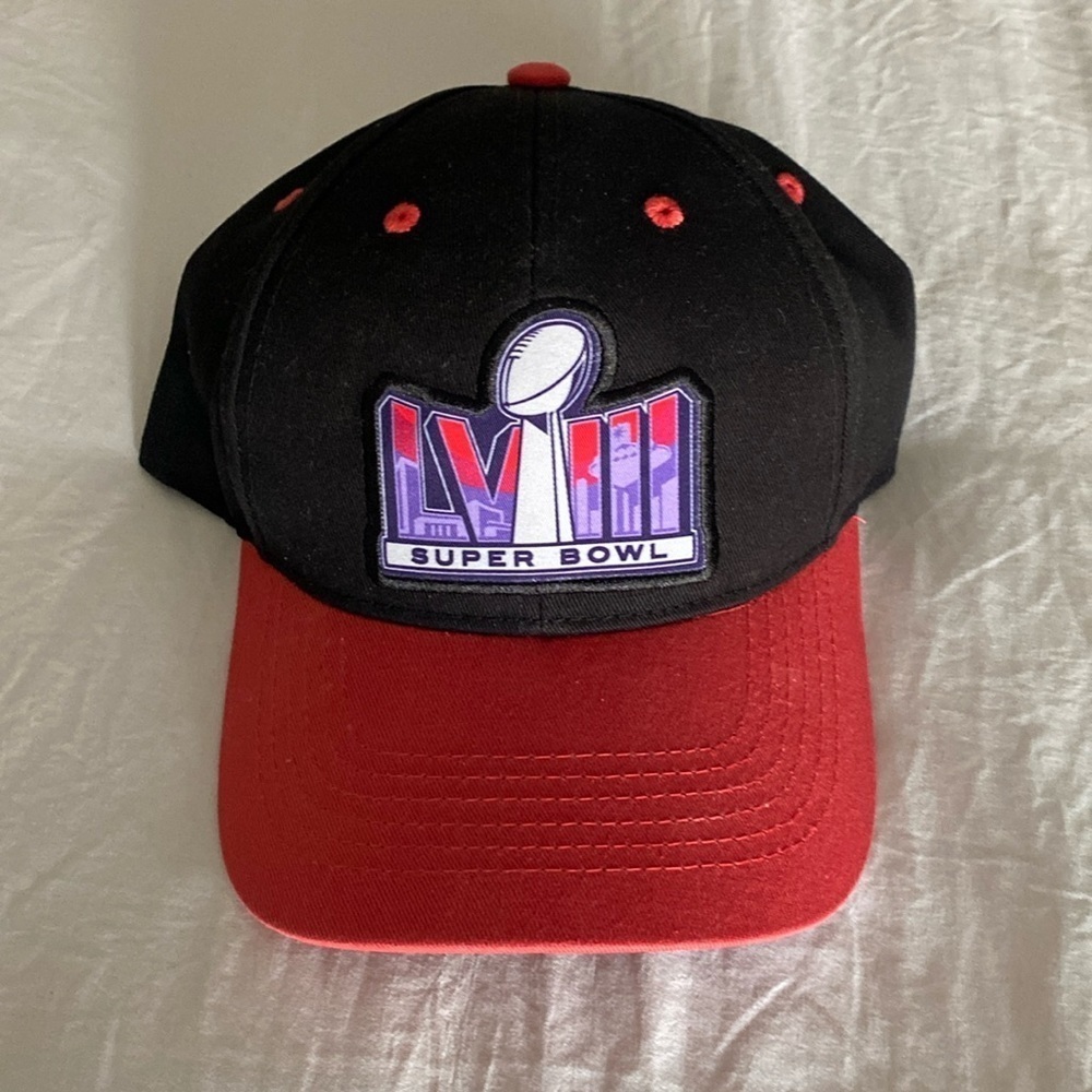 Super Bowl 58 Hat LVIII Black and Red Caesar’s Sportsbook.​​​​​​
